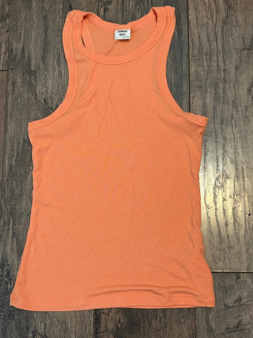 Sunday Best Coral-Orange Ribbed Racerback Tank